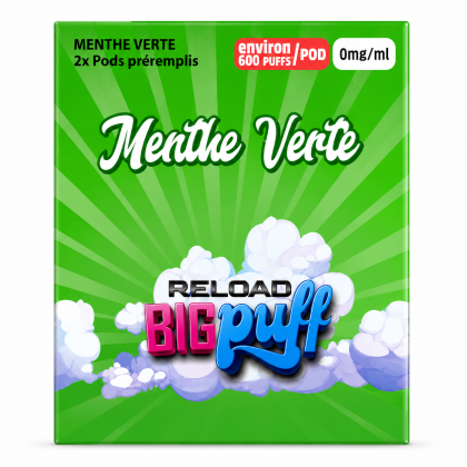 CARTOUCHE MENTHE VERTE 0MG (PACK 2) - BIG PUFF