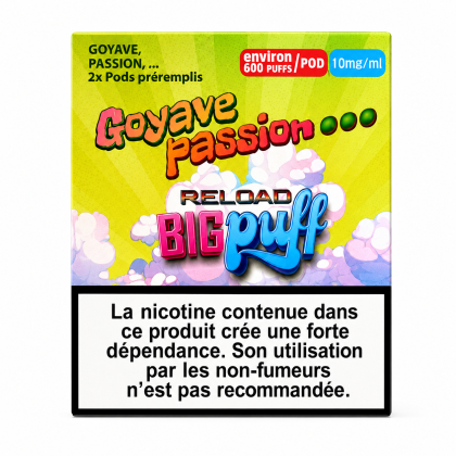 CARTOUCHE GOYAVE PASSION KIWI 10MG (PACK 2)- BIG PUFF