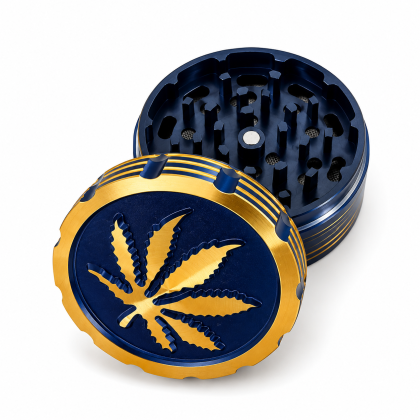 GRINDER ALU NOIR ET OR GROSSE FLEUR 63MM