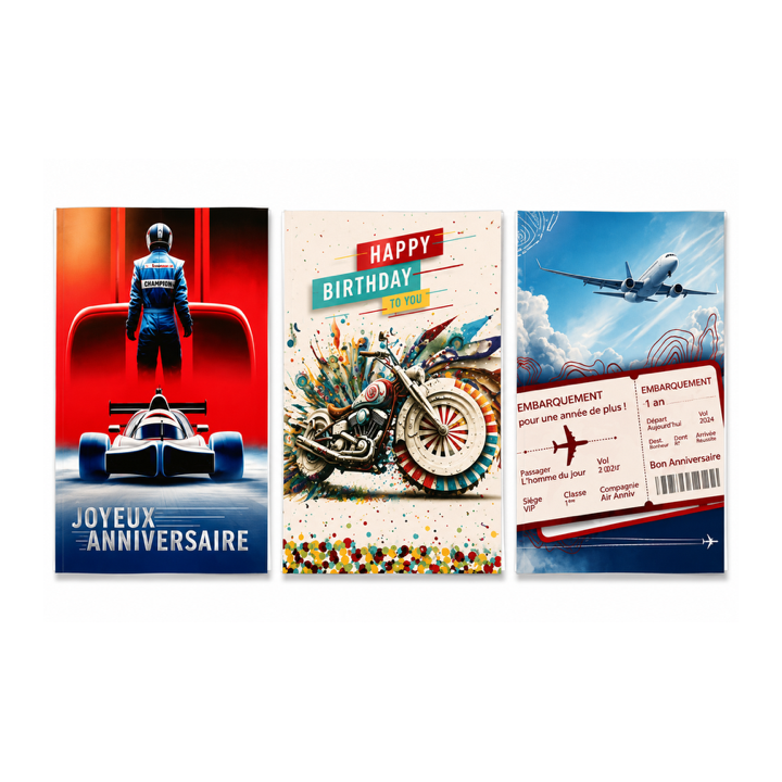 Lot de 6 cartes Bon Anniversaire pour homme