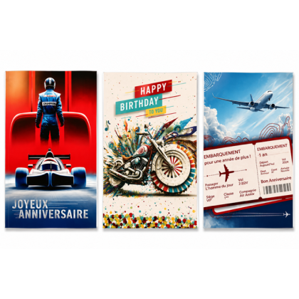Lot de 6 cartes Bon Anniversaire pour homme