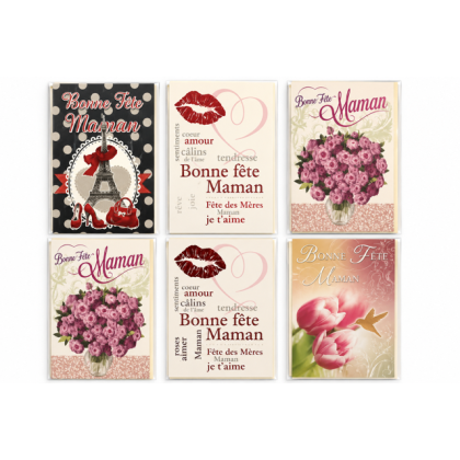 Lot de 6 cartes Bonne fête maman