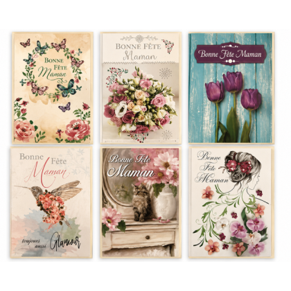 Lot de 6 cartes Bonne Fête maman