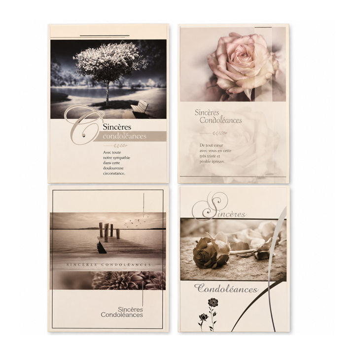 Lot de 6 Cartes condoléances