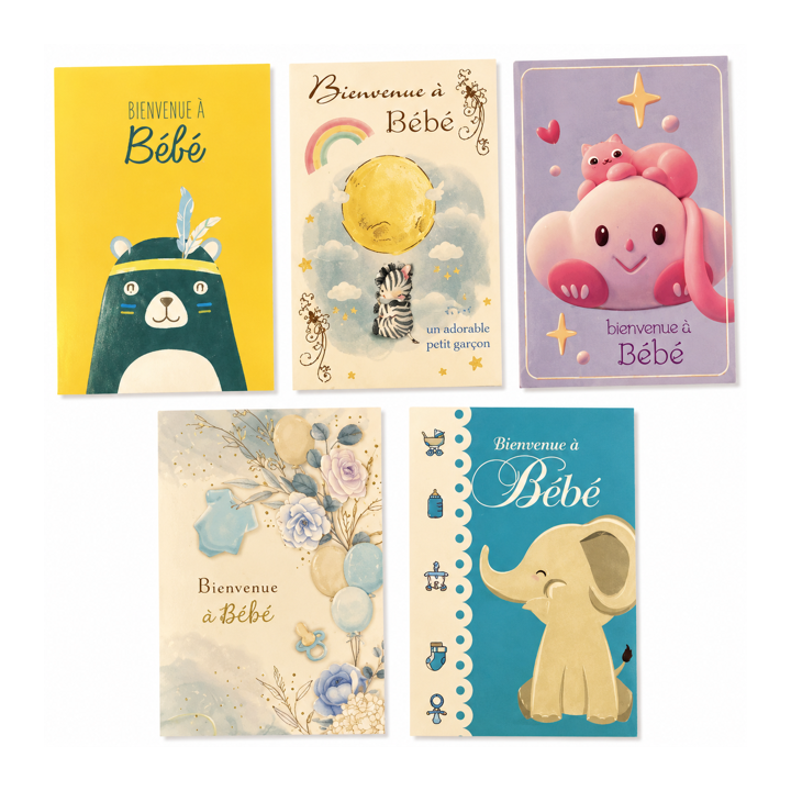 Lot de 6 cartes naissance