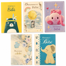 Lot de 6 cartes naissance