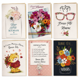Lot de 6 Cartes bonne fête maman