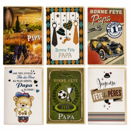 Lot de 6 Cartes bonne fête papa