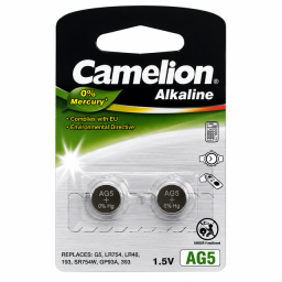 Piles bouton Camelion AG5 2 pièces   (LR48/193/SR754W/GP93A/393)