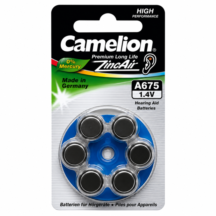 Piles auditives Camelion A675 Bleu 6 pièces
