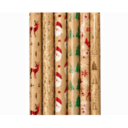 PAPIER CADEAUX KRAFT MOTIFS NOEL 150X70 BOX 60